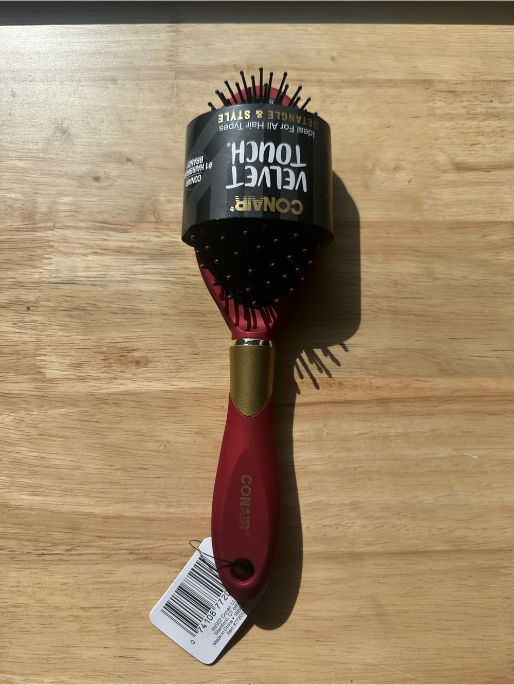 Conair Velvet Touch Paddle Brush in Red oval